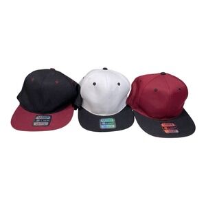 NEW‎ 3pk LOGA Blank Polyester Snapback Hats Plastic Snap Flat Visor 2 Color